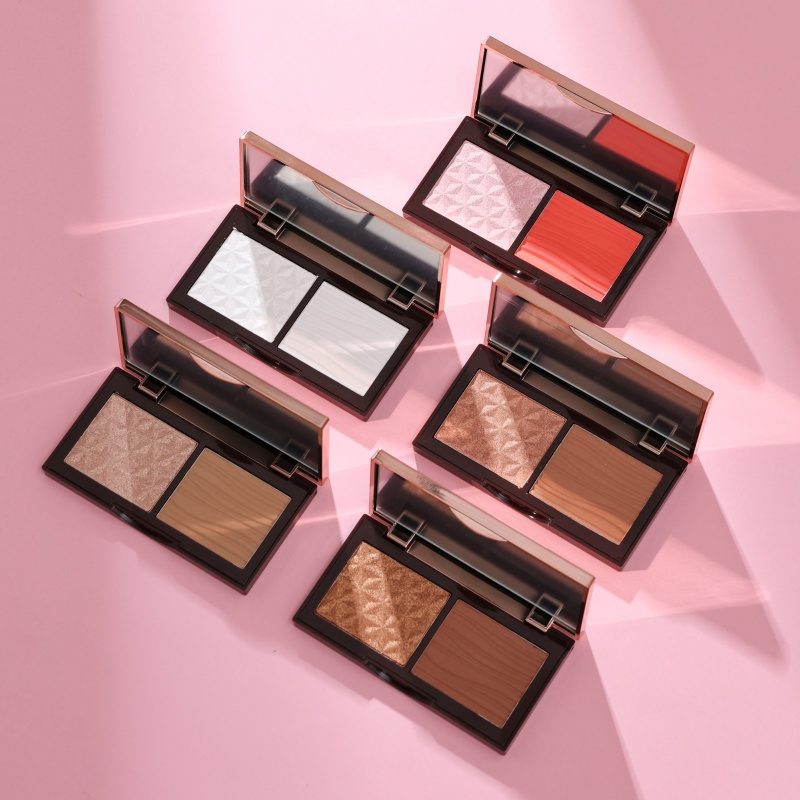 Double Color Blush Palette Highlighters Bronzer Custom Logo