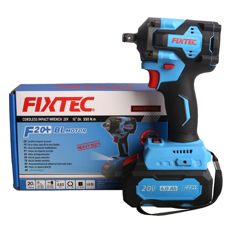 Fixtec 20V Cordless Impact Wrench, Electric Wrench with Battery for Car, Max Torque 280/400/550 Nm