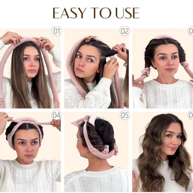 Sleep Bow Hair Styler, Silk Ribbon Hair Winder, No Damage Hair Curler for Daily Wear