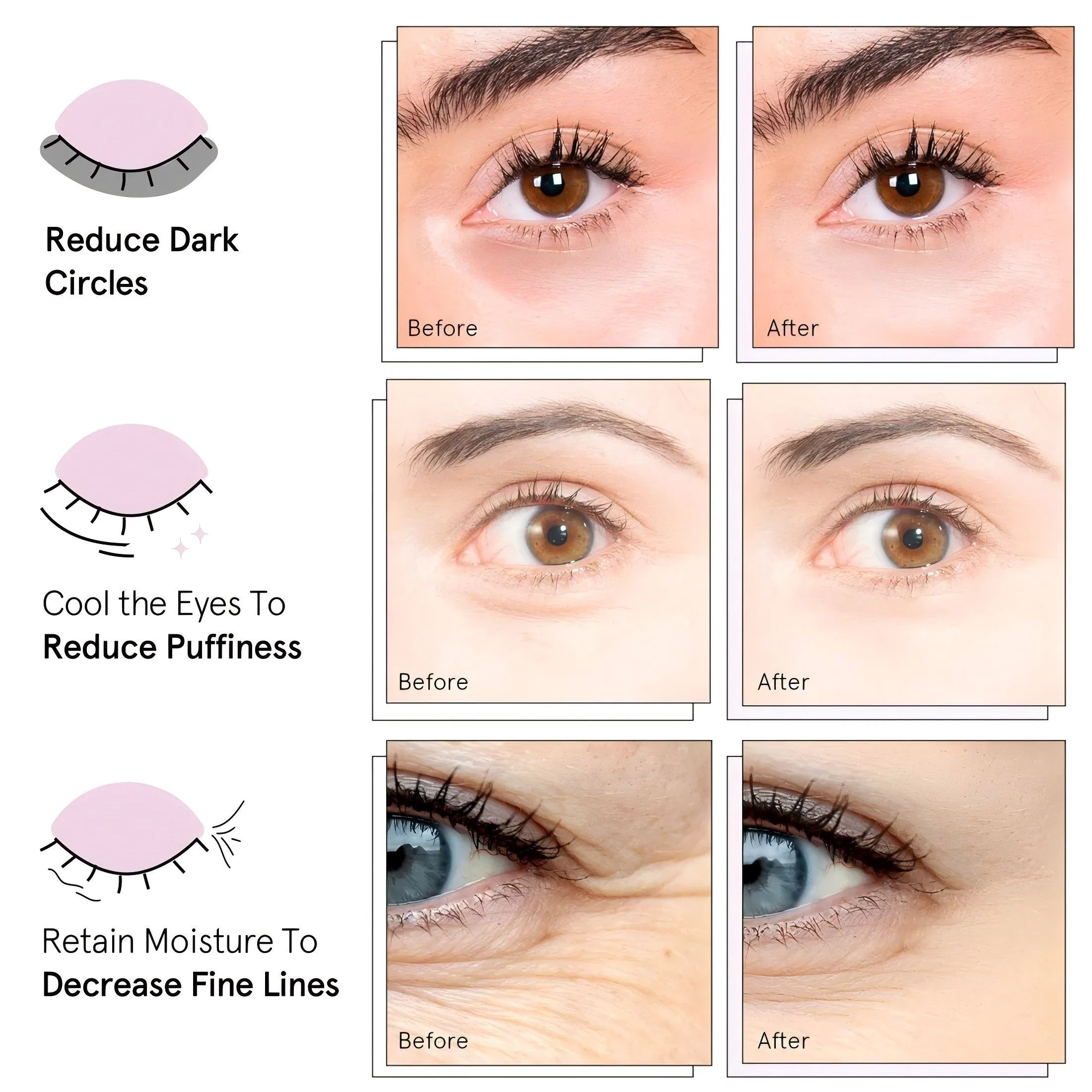 Ls012 Pink Collagen Anti-Aging Eye Patches, 24 Pairs.