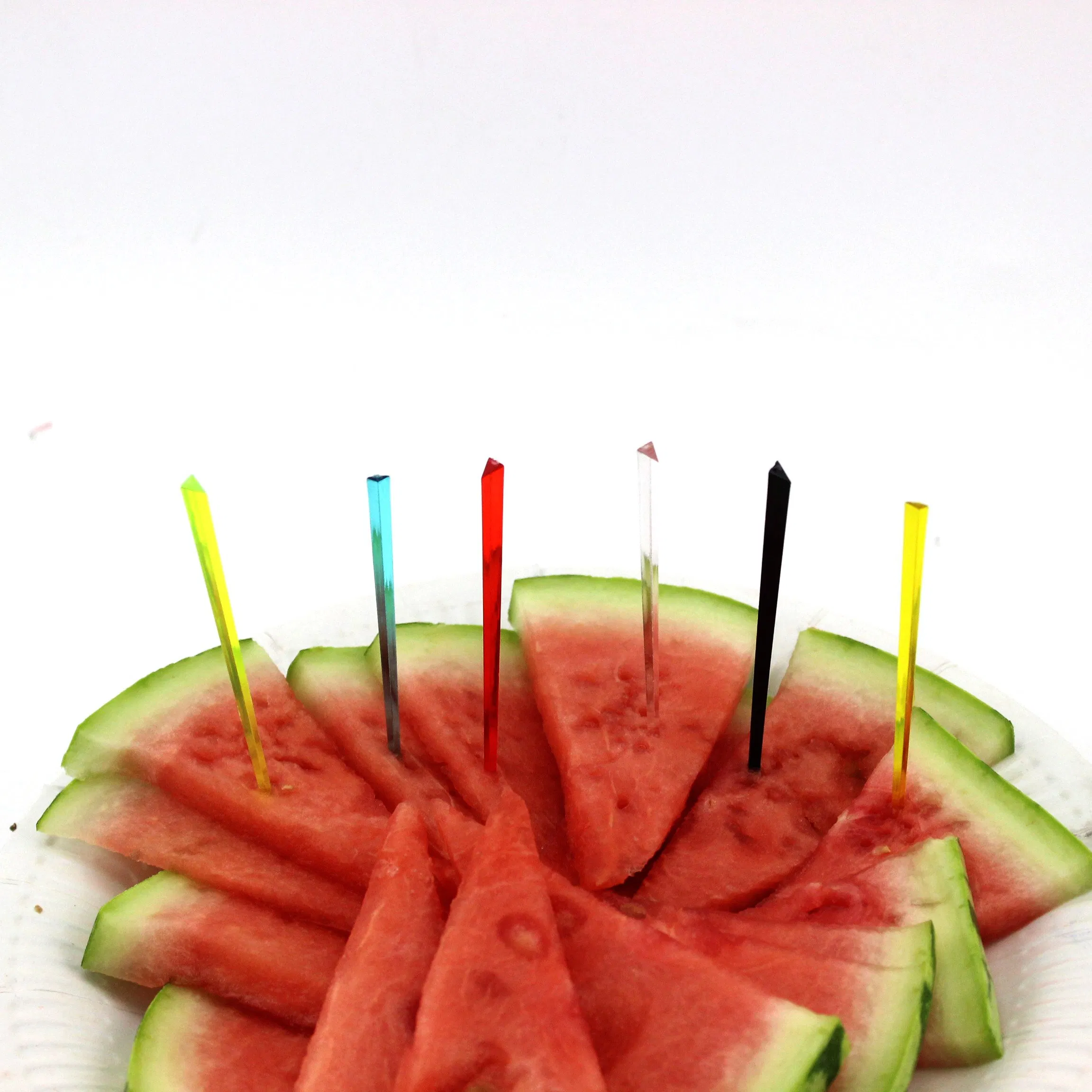 Vibrant Plastic Fruit Skewers for Ice Cream and Desserts