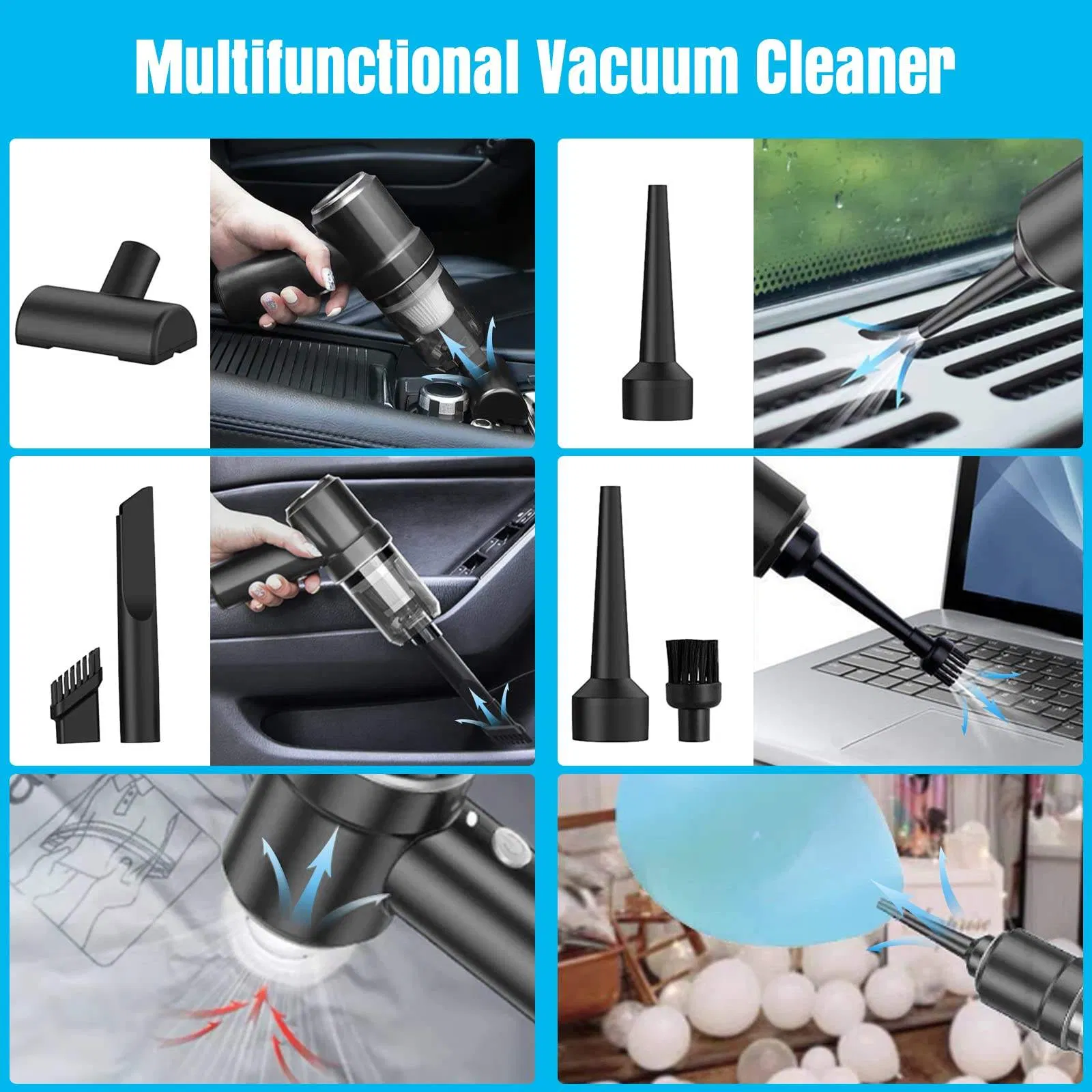 Multifunctional Portable 2-in-1 Wireless Car Vacuum Cleaner Blow & Suction