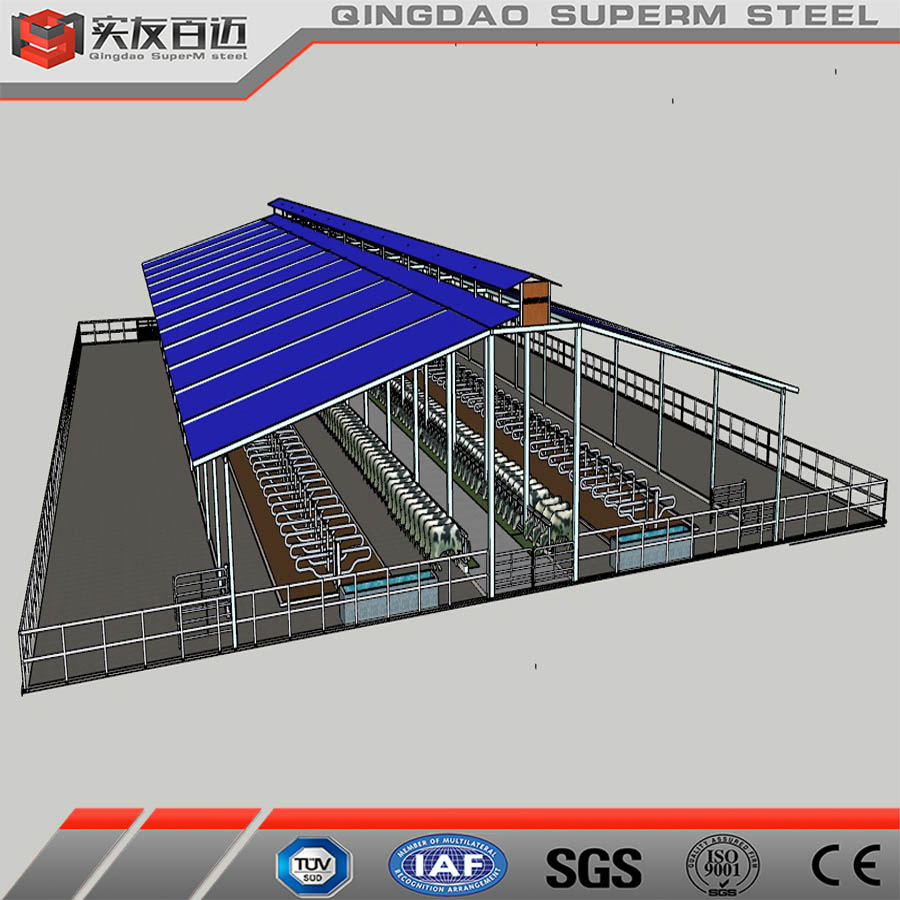 New Design Prefab Steel House Cattle Farm Dairy Barns Steel Structure Shed Building