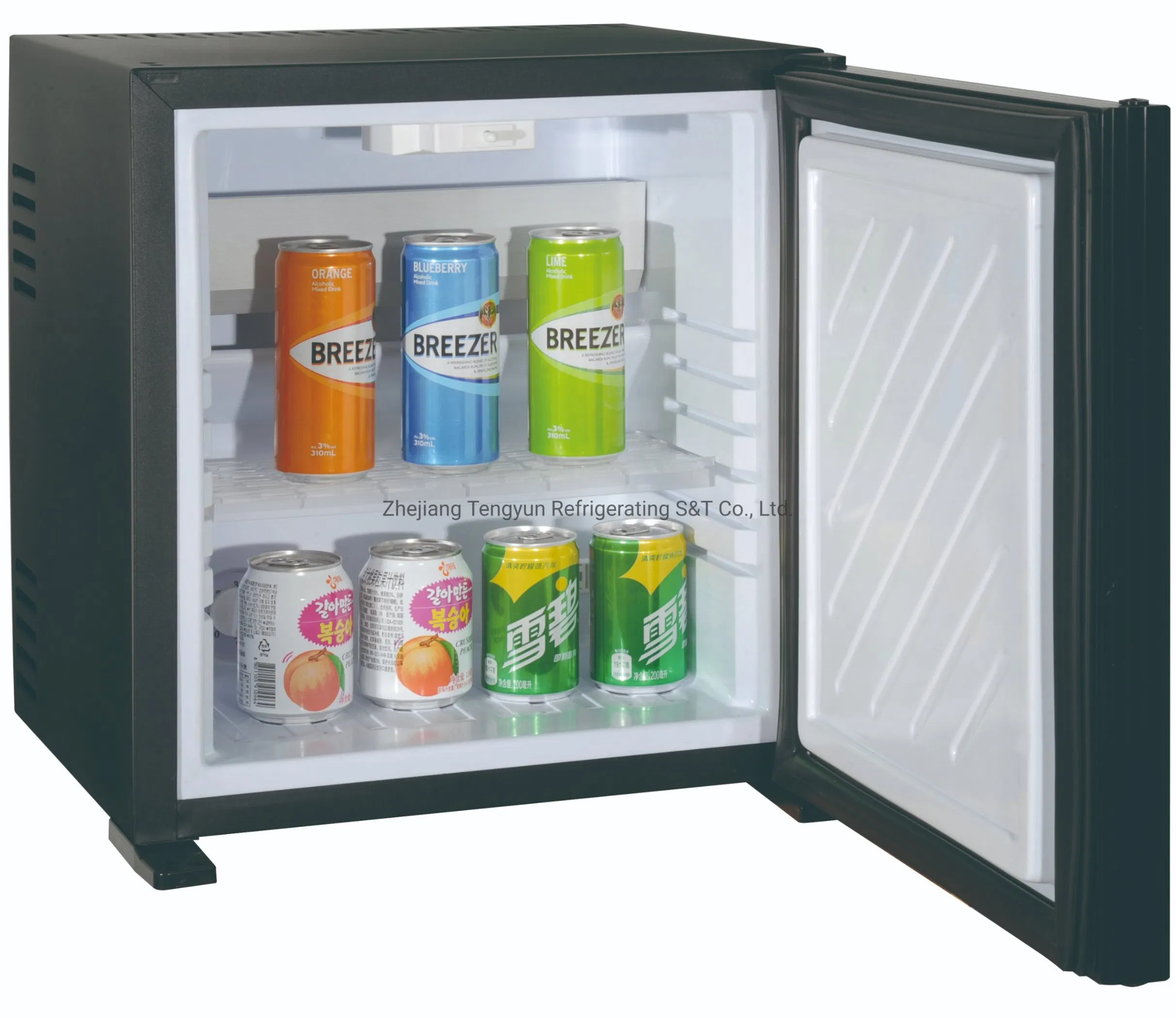 Counter Top Locking Hotel Minibar Display Cooler Glass Door Refrigerator 28L Black Color for Drinks