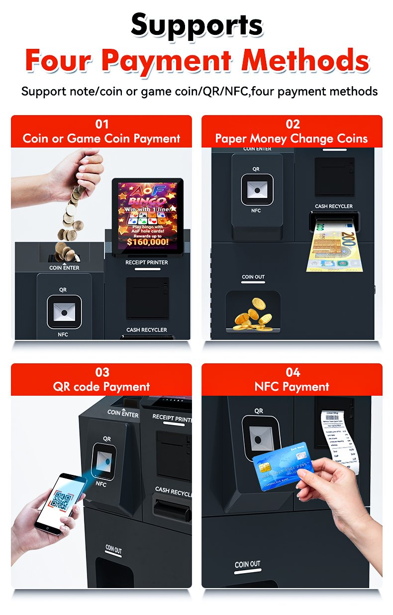 Supermarket Terminal Touch Screen Digital Self-Service Interactive Kiosk 10.1" Currency Machine