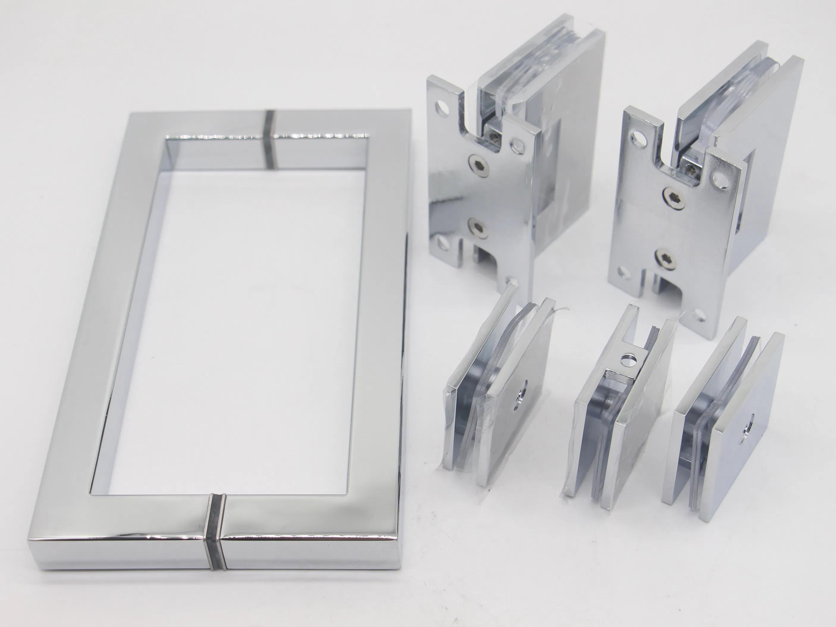 H Plate Shower Hinge U Bracket Shower Door Whole Kit in Brushed Nickel