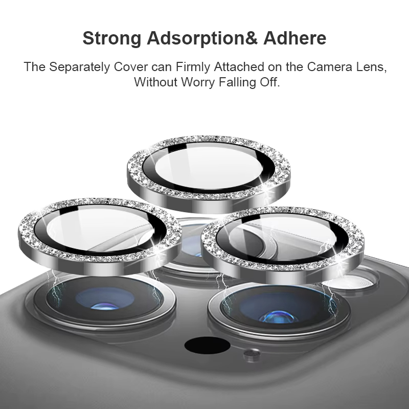 Защитное стекло с блёстками 9H для камеры iPhone 12-17 Pro Max