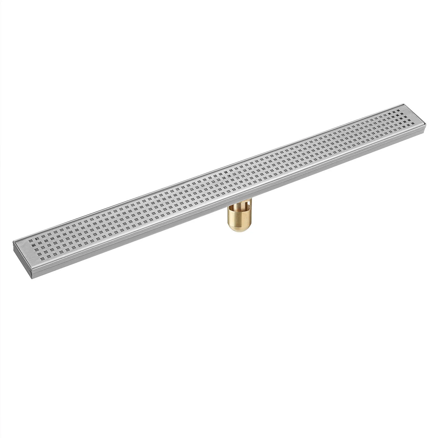 Channel Drain Removable Grate Strainer Shower Floor Drain Gold Bathroom Square Brass Floor Drain