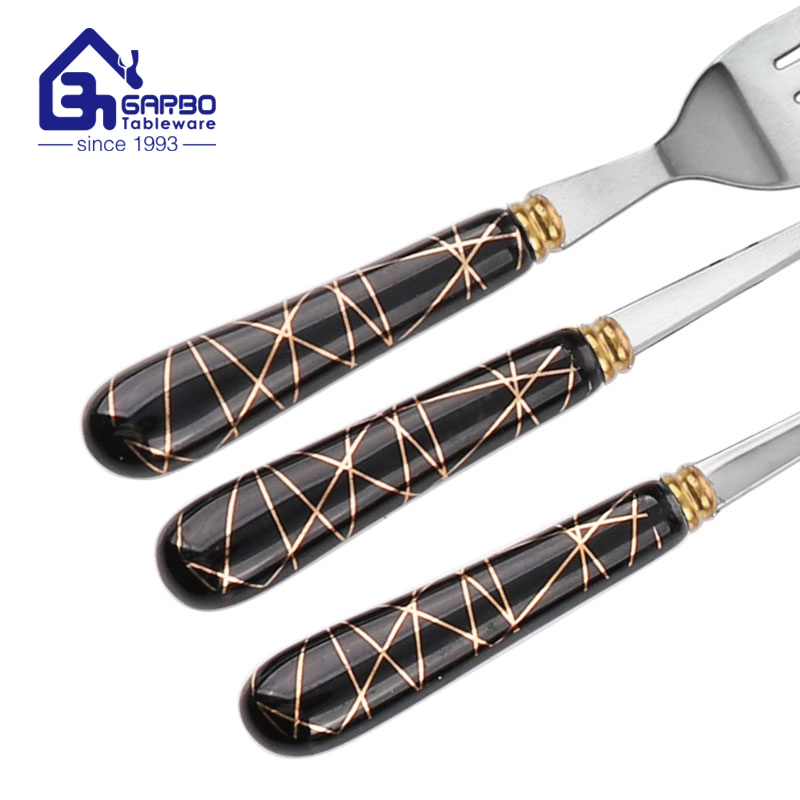 Western Popular Black Ceramic Handle Electroplated 410 Stainless Steel Butter Knife Pizza Knife Cheap Stainless Steel Flatware Restaurant Home Dinnerware Table