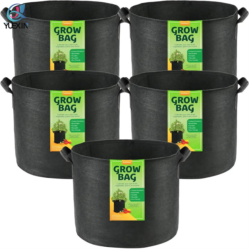 Heavy Duty 10 Gallon Plant Grow Bags - 5 Pack Set