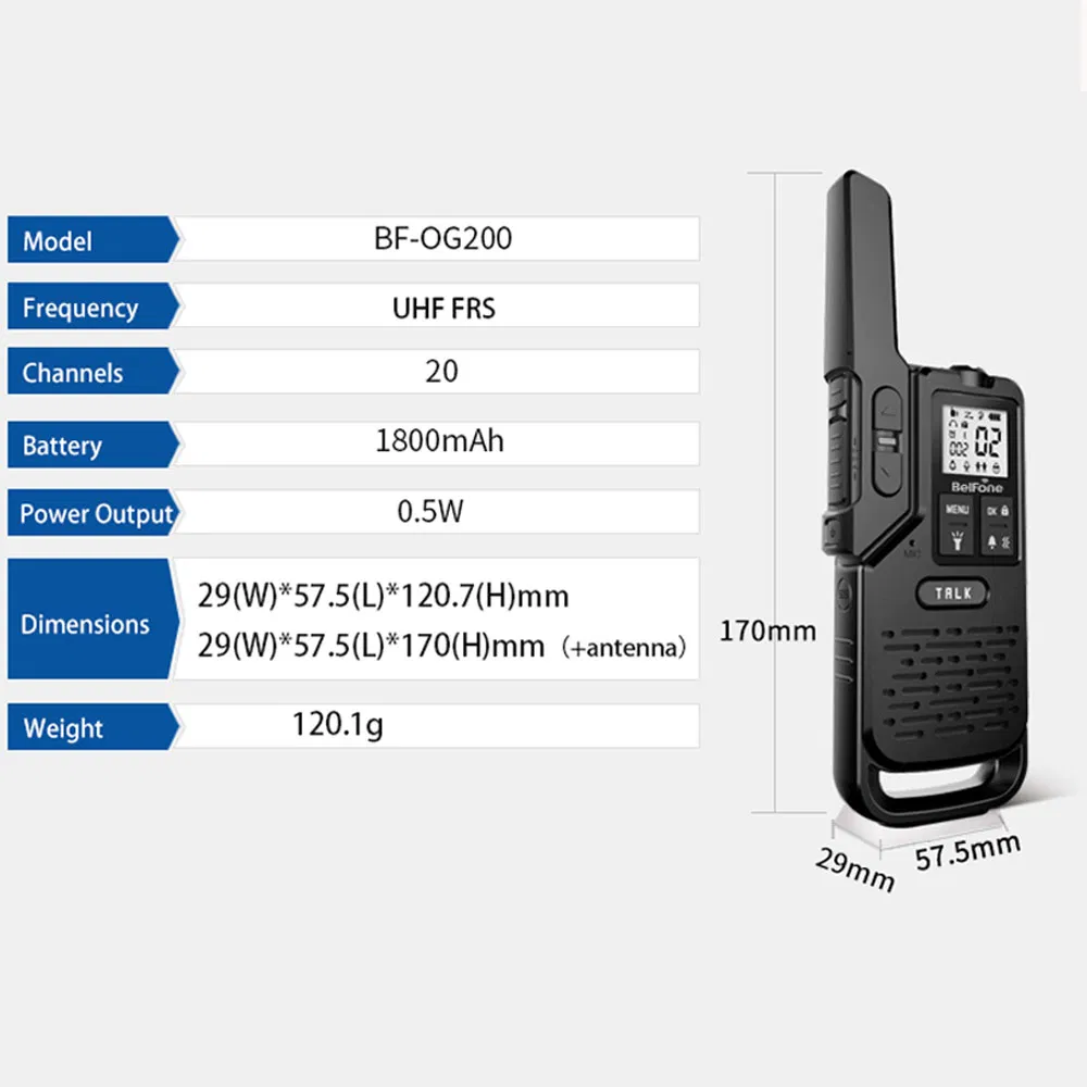 Портативная рация BelFone BF-OG200 с литиевым аккумулятором