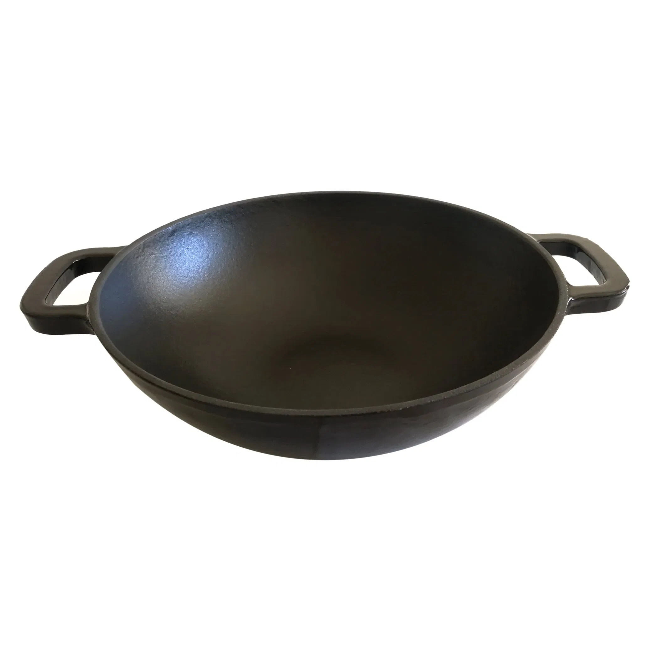 Чугунная сковорода вок 30 см, антипригарная, черно-красная