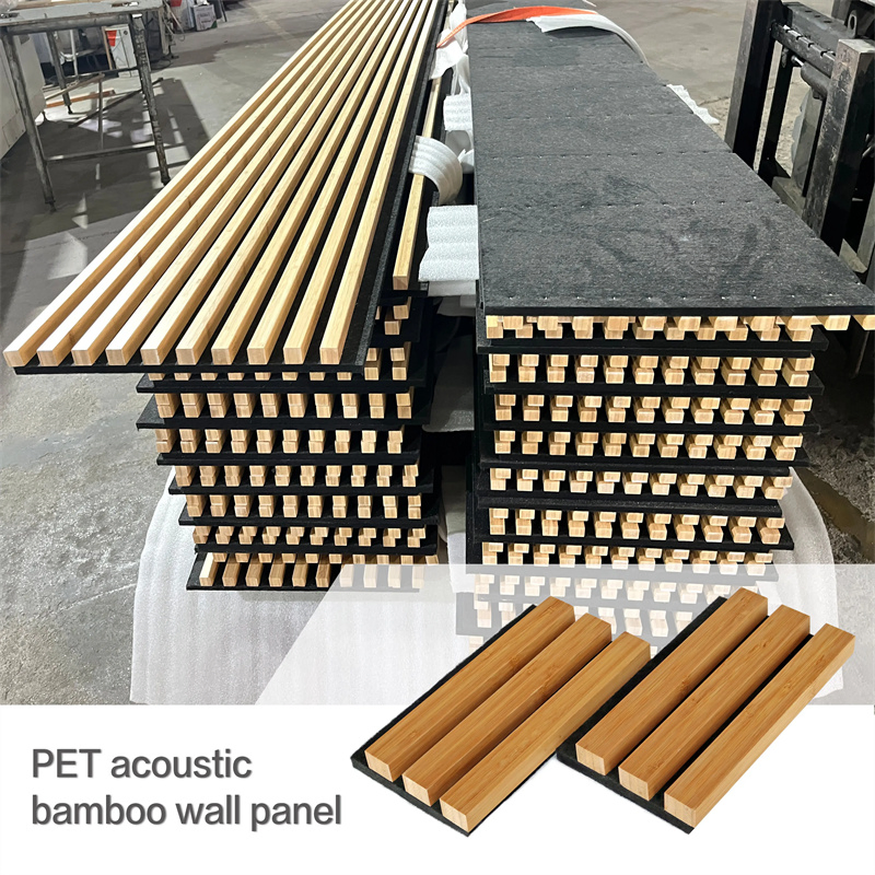 Pet Acoustic Booboo Ceiling Panel Board Flame Retardant Acoustic Bamboo Slat Panel