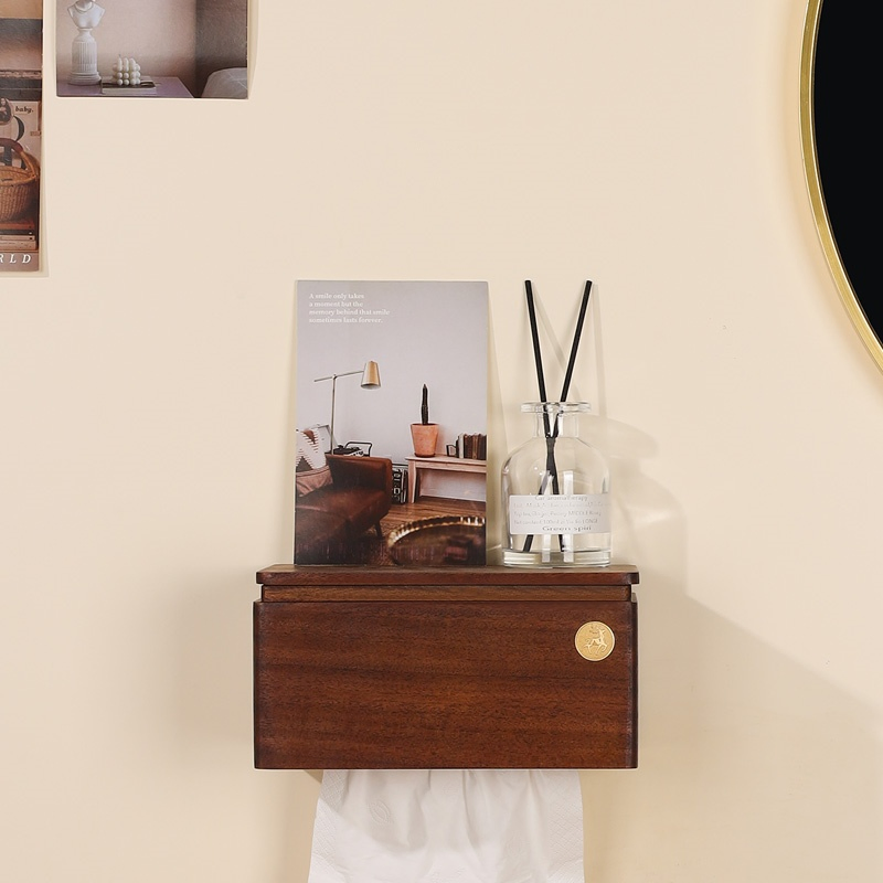 Chic Wooden Holder Box for Kitchen Tissue and Toilet Paper Roll Dispenser