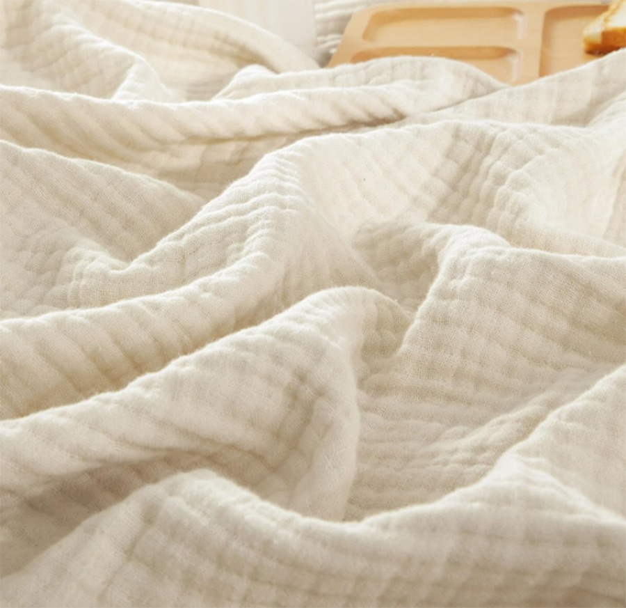 100% Cotton 4-Layer Lightweight and Breathable Muslin Throw Blanket