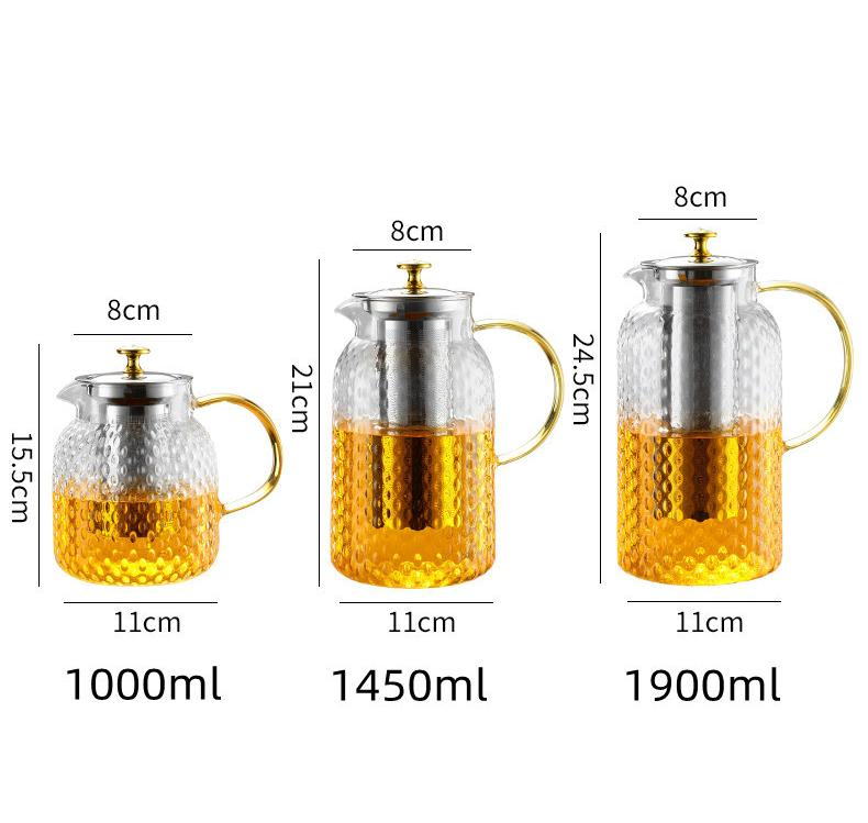 Thickened Rice Grain Glass Hammer Pattern Cooling Kettle Cold Water Pitcher Lemon Cup Tie Pot Cold Open Summer Juice Pot