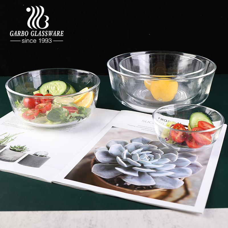 Popular Good Quality Glass Bowl Clear Unique Shape Salad Fruit Serving Bowls Diagonal Shape Glass Serving Bowl