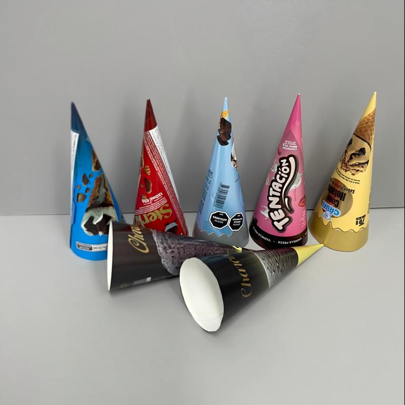 Wax-Free Custom Printed Kraft Paper Food Grade Ice Cream Cone Sleeve
