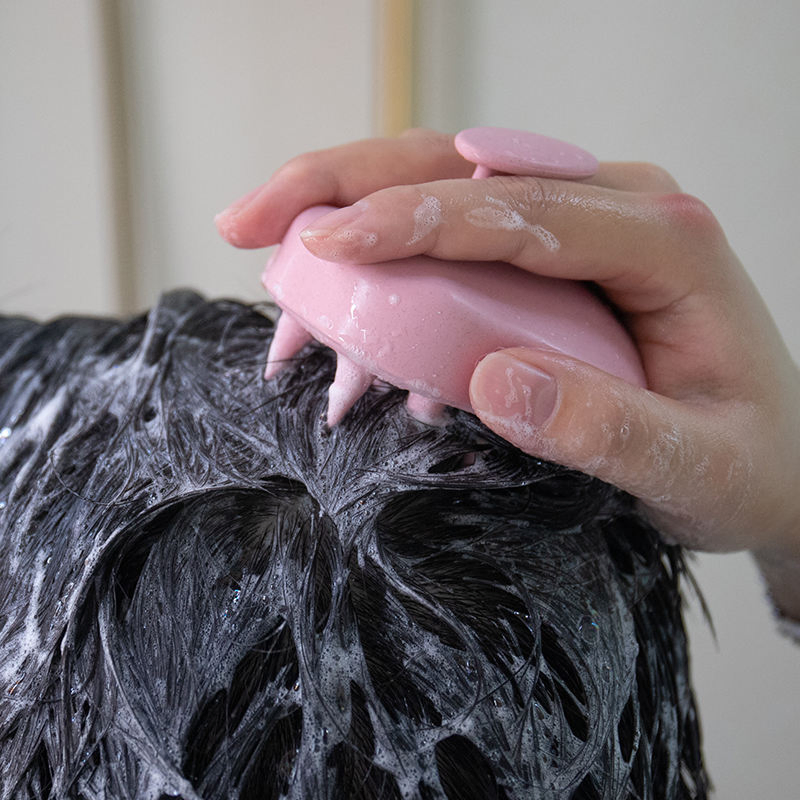 Wheat Straw Silicone Hair Brush Shampoo Brush Scalp Massager Organic Silicone Cleaning Care Shampoo Brush Scalp