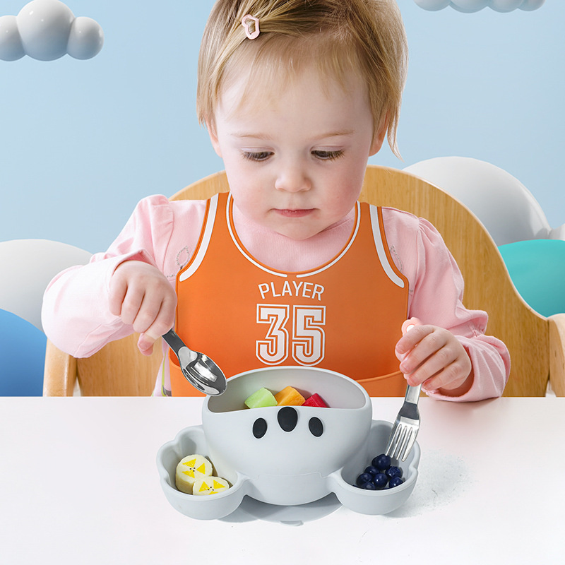 Kids Dining Feeding Children's Football-Shaped Adjustable Waterproof Silicone Baby Bibs