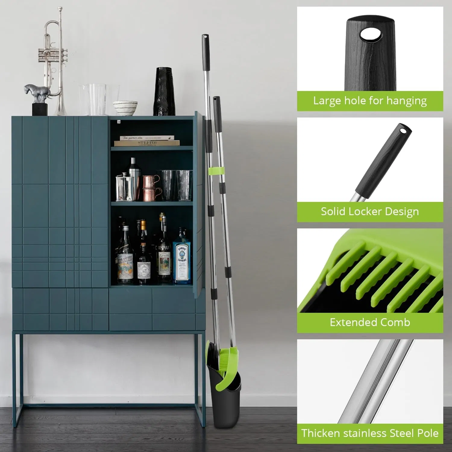 Long Extendable Handle Detachable Portable Broom and Dustpan Set