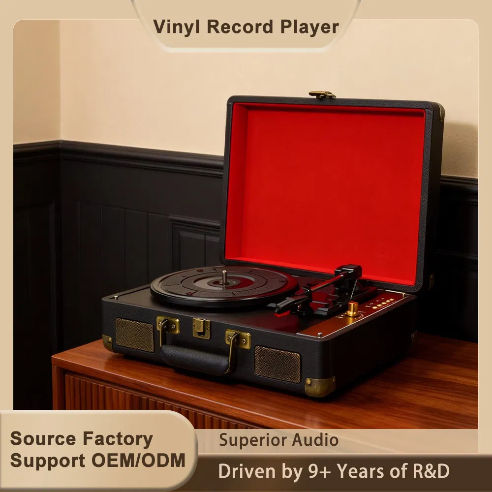 Tr103 Multifunction Precision Turntable HiFi Music Inyl Lp Record Player Speaker Suitcase Turntable Gramophone with USB Play Burning
