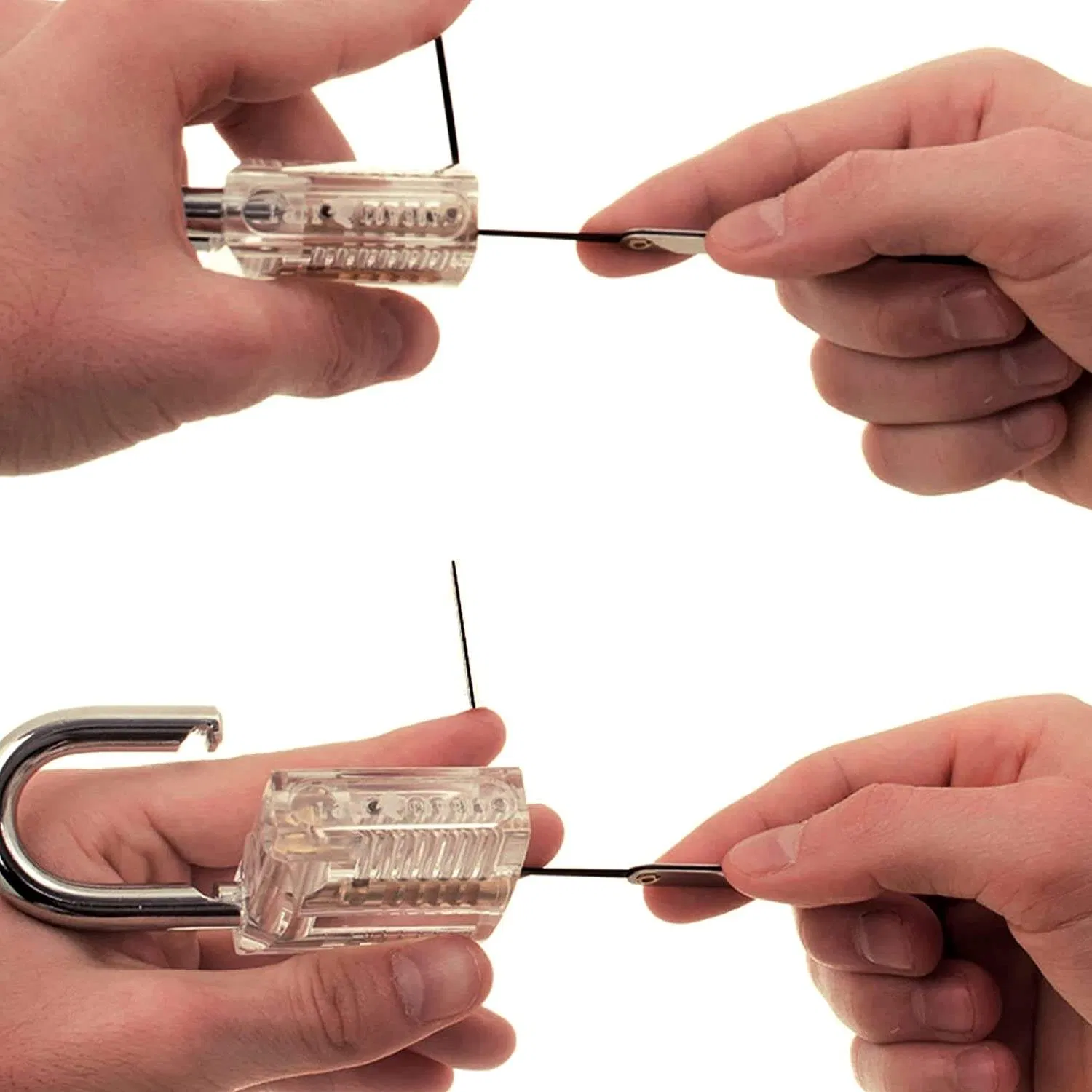 Credit Card Lock Pick Set Transparent Training Padlock 20 Pieces Lock Picking Set