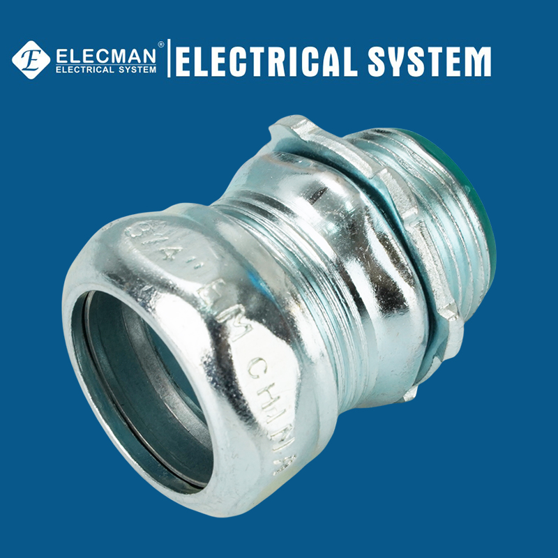 UL Listed Rigid Electrical Metallic Tube Compression Type Insulated Steel EMT Connector