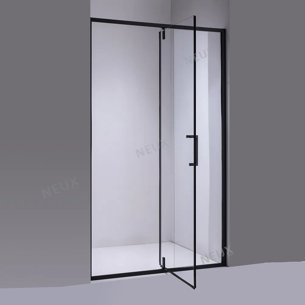 Factory Price Matt Black Aluminum Frame Shower Glass Door Pivot Hinge Shower Door