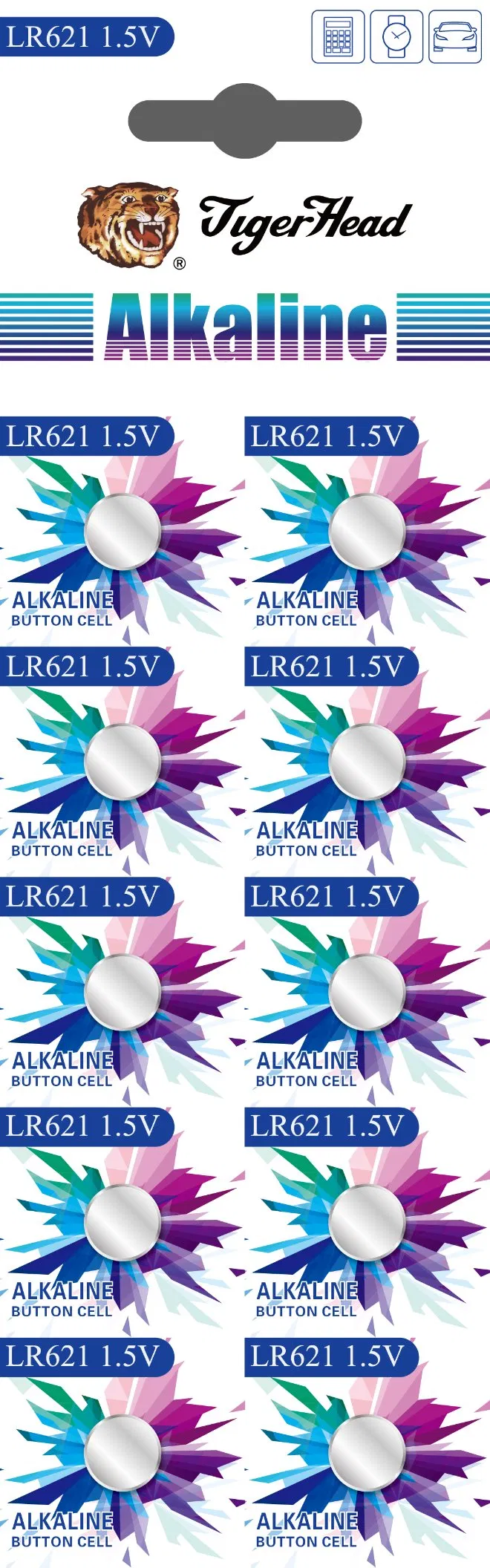 Батарейки-таблетки LR44, LR41, LR621, LR626, LR1130 Tiger Head