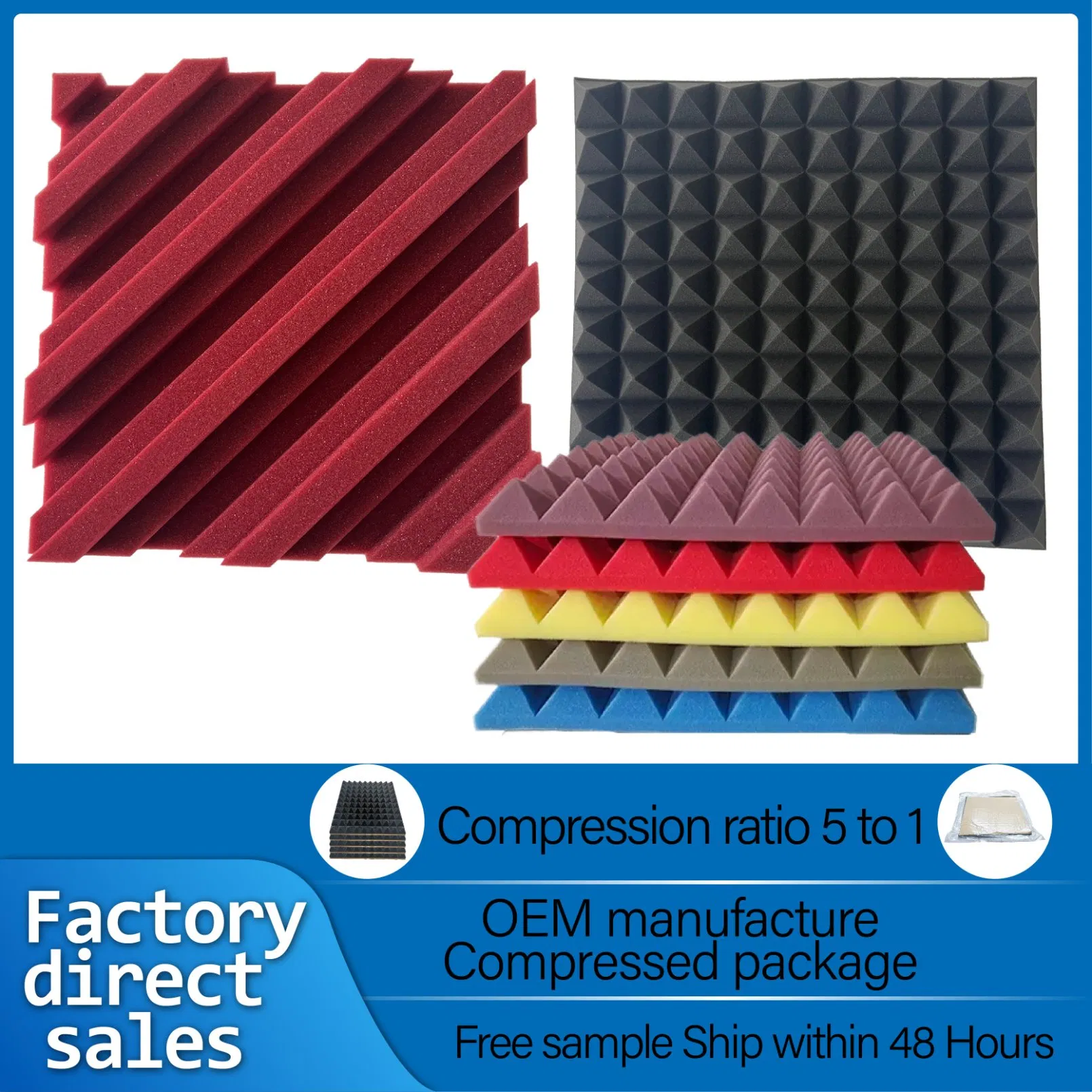 Factory Directly Sell Fireproof Studio Soundproof Acoustic Foam