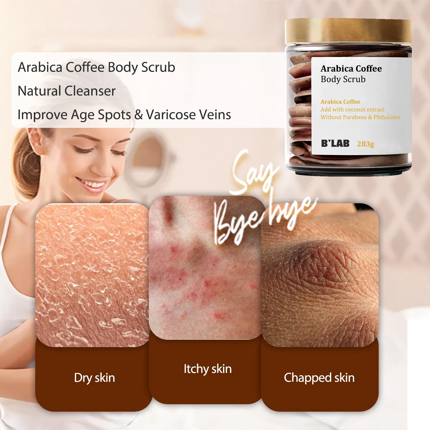 Private Label Organic Natural Highly Moisturizing Coffee Body Scrub
