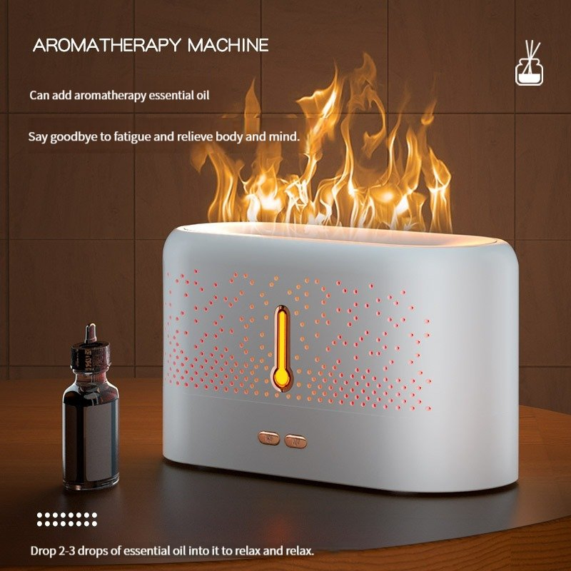 USB 200ml Mini Simulation Flame Ultrasonic Aromatherapy Air Conditioner Humidifier Suitable for Home Bedroom Kitchen