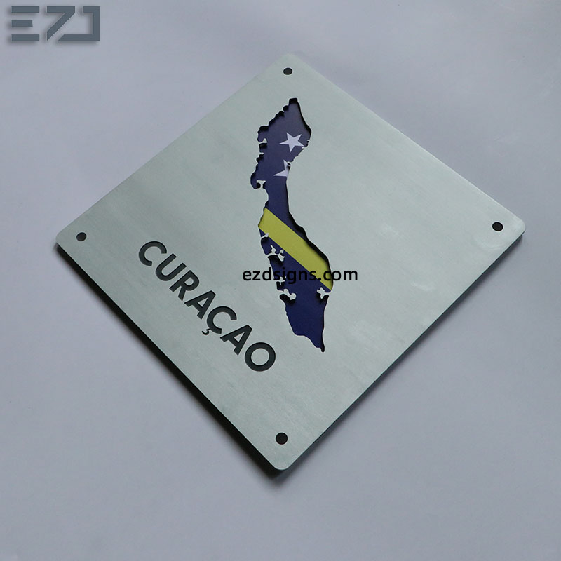 National Flag Hollow out Stainless Steel PVC Apartment Wall Mounted Door Plates
