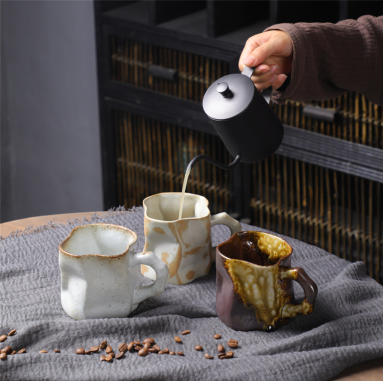Ceramic Coffee Cup Wholesale Kiln Tea Mug Breakfast Water Milk Juice Tea Cup Stoneware Latte Mug with Round Handle