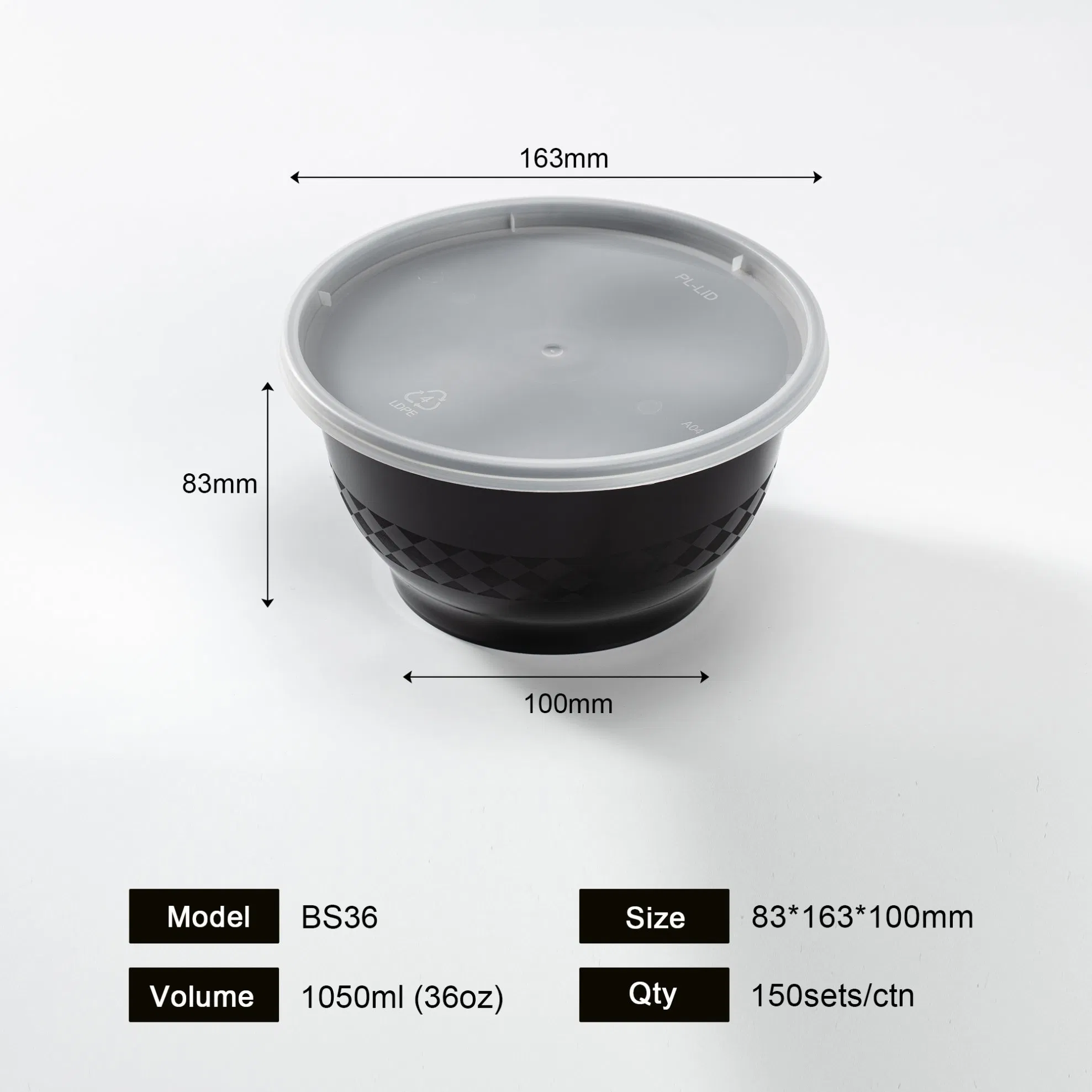 36oz Disposable Storage Plastic Food Container
