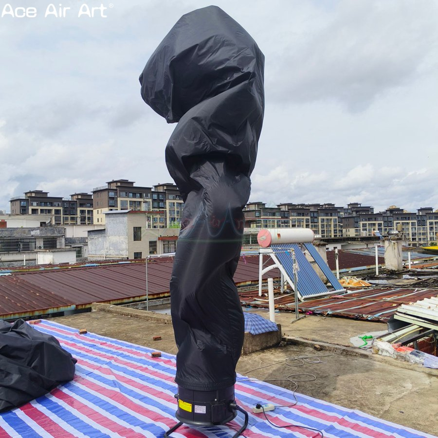 3mh Tall Black Inflatable Flame Sky Dancer, Air Dancer for Restaurant Advertising.