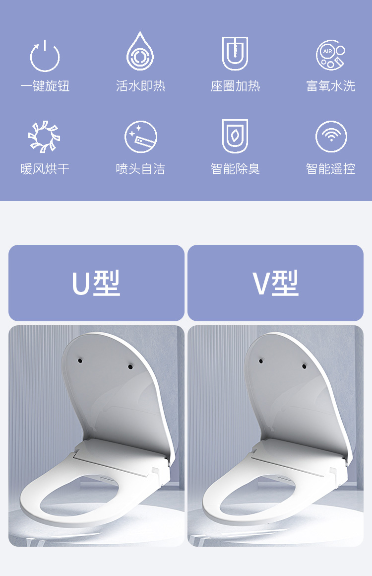 Multi Function Smart Toilet Bidet Wash Dry Dual Nozzle One Set Customization