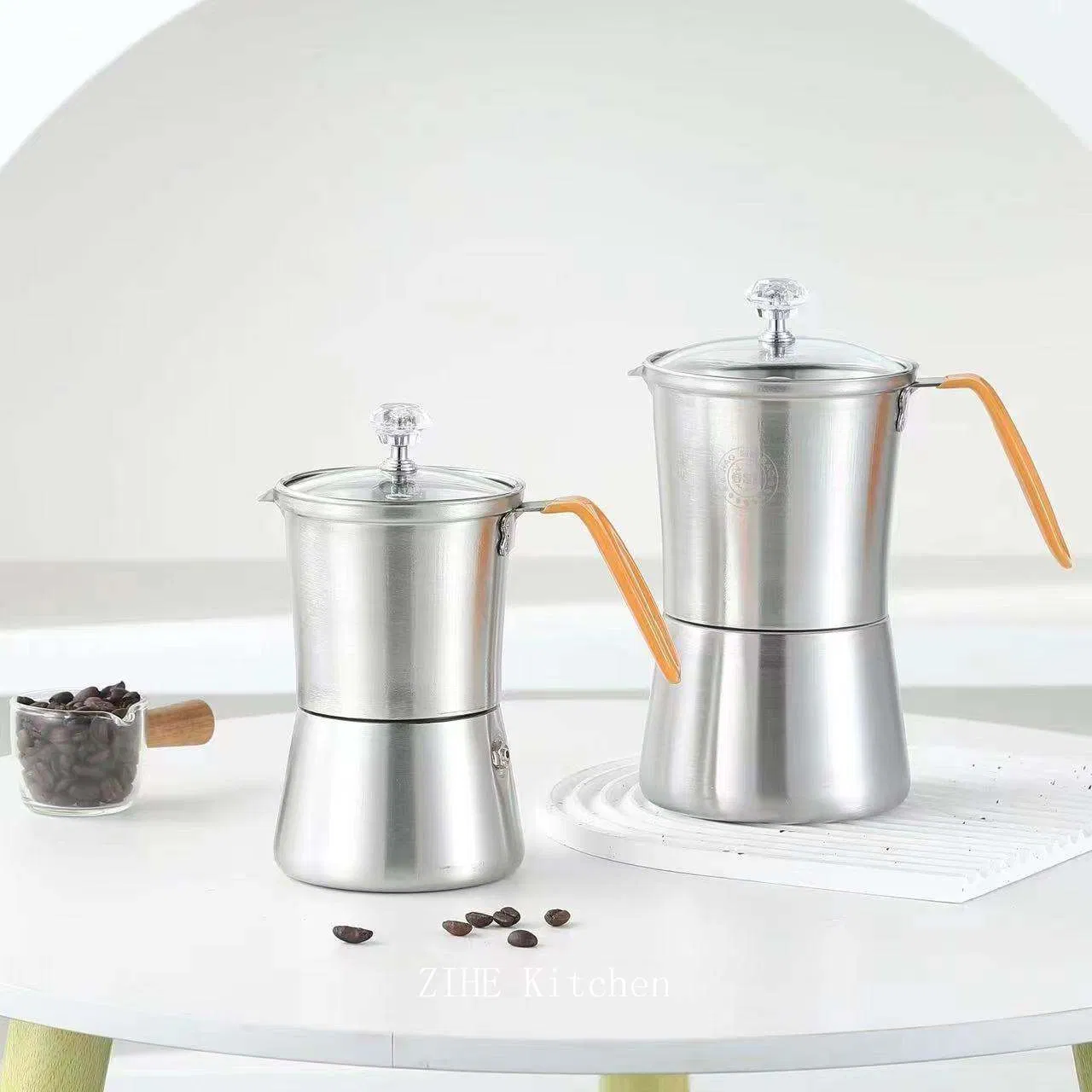 304 Stainless Steel Moka Pot Italian Hand Made Teapot European Style Outdoor Portable