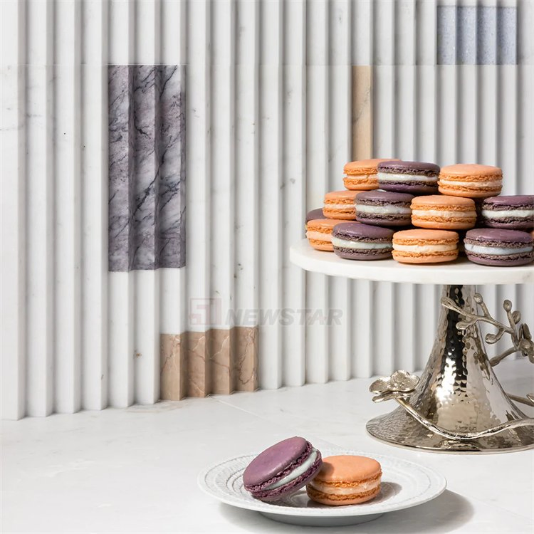 Newstar Wholesale Flute Mosaic Bathroom Wall Tile Calacatta Viola Marble Shower Kitchen Walls Tiles Marble Flute Tile