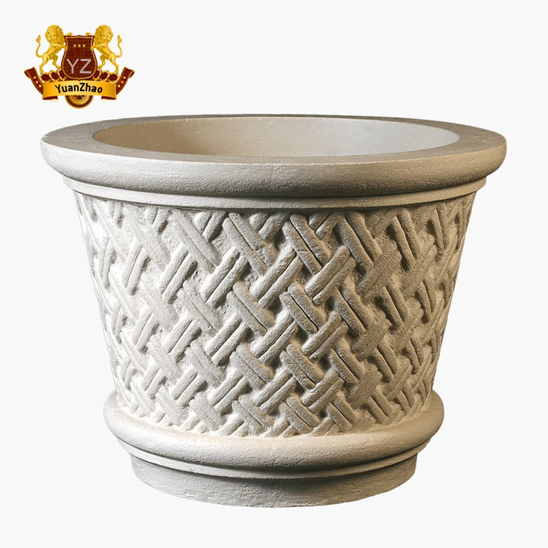 China Factory Supplier Handmade High Quality Stone Marble Flowerpots for Sale with Low Price