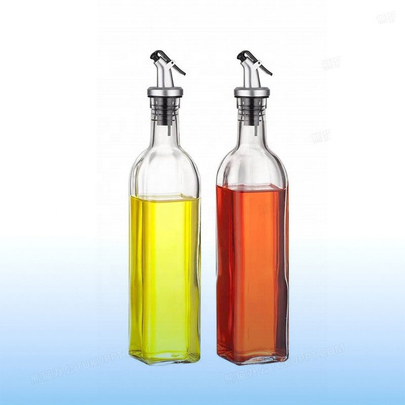 Wholesale Kitchen Cooking Olive Oil Dispenser Pour Fish Sauce Soy Vinegar Cruet Dressing Square Glass Bottles