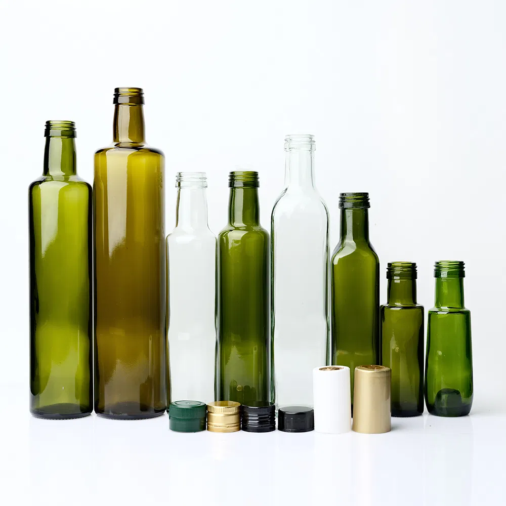 Custom Round Kitchen Cooking Edible Olive Oil Glass Bottle with Skrink 100ml 250ml 500ml 750ml 1000ml
