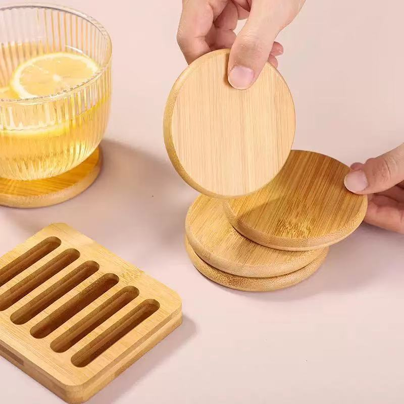 Bamboo Cup Pad Plate Home Use Mat - Snowflake-Shaped Fireproof Insulation Pads