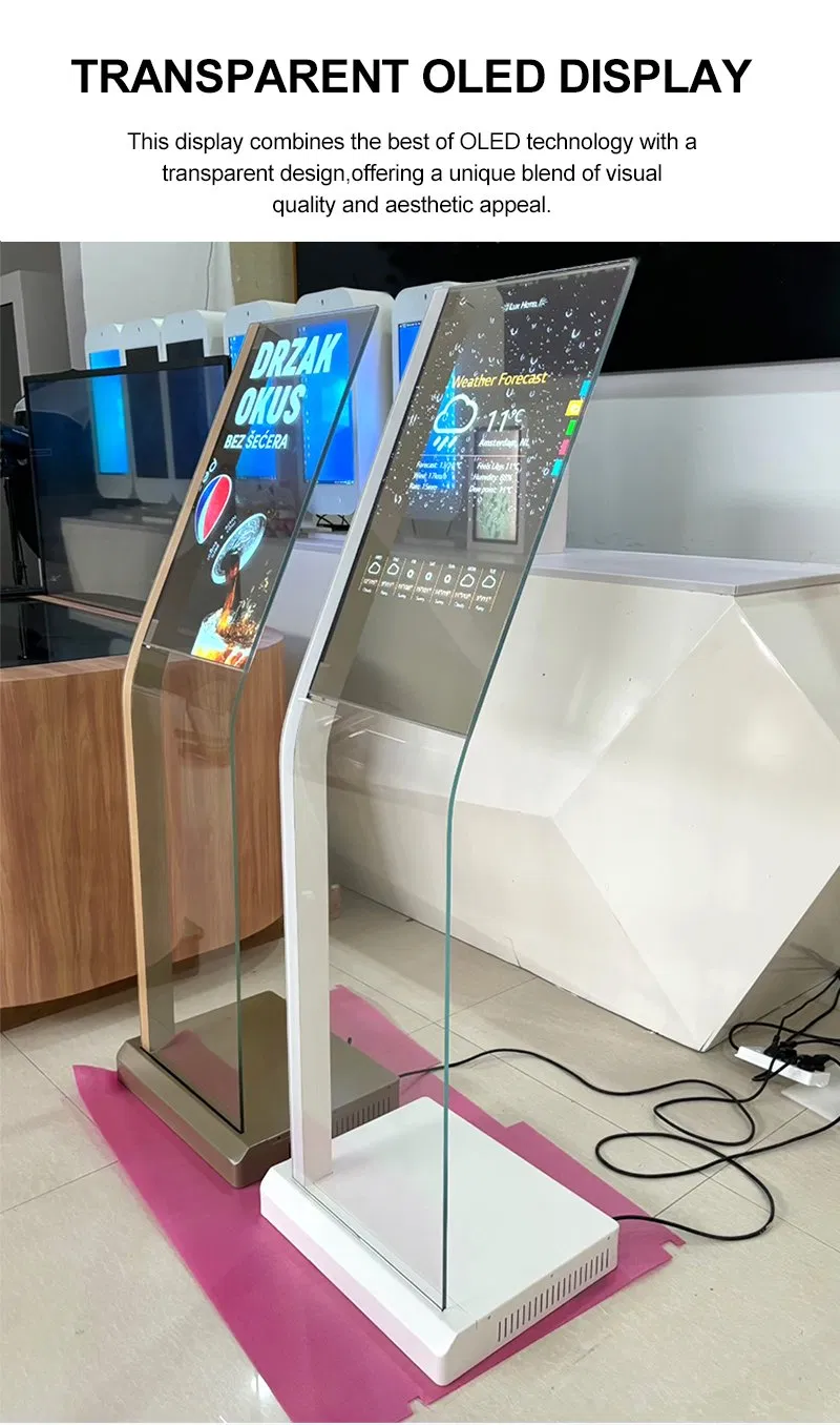 30inch OLED Panel Touch Capactive Transparent OLED Digital Signage Kiosk Advertising Totem
