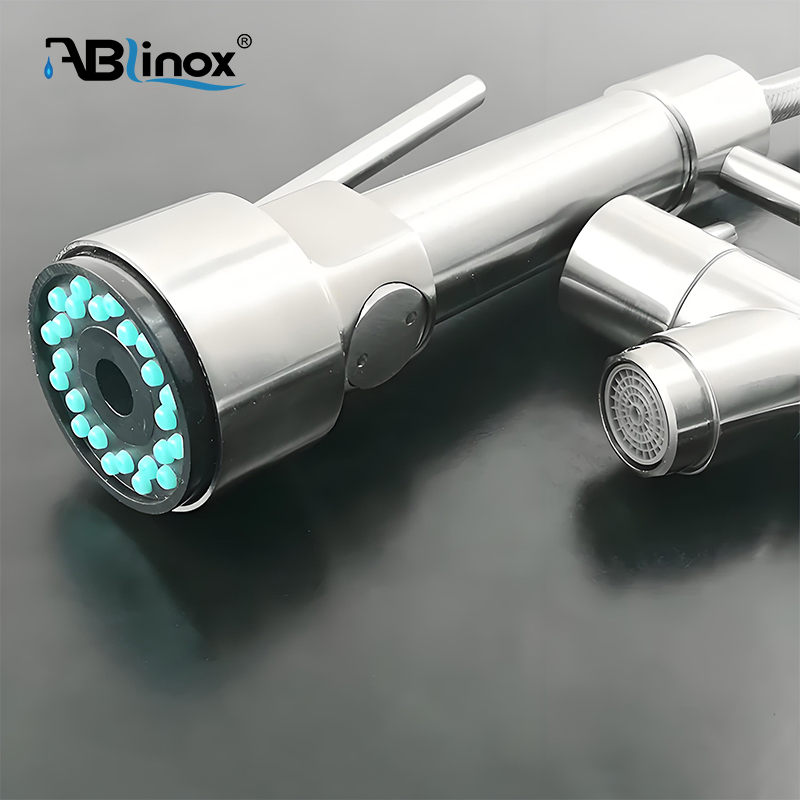 304 316 Stainless Steel Pull out Spray Faucet Kitchen Double Handle Hot and Cold Faucet Spring Sink Faucet