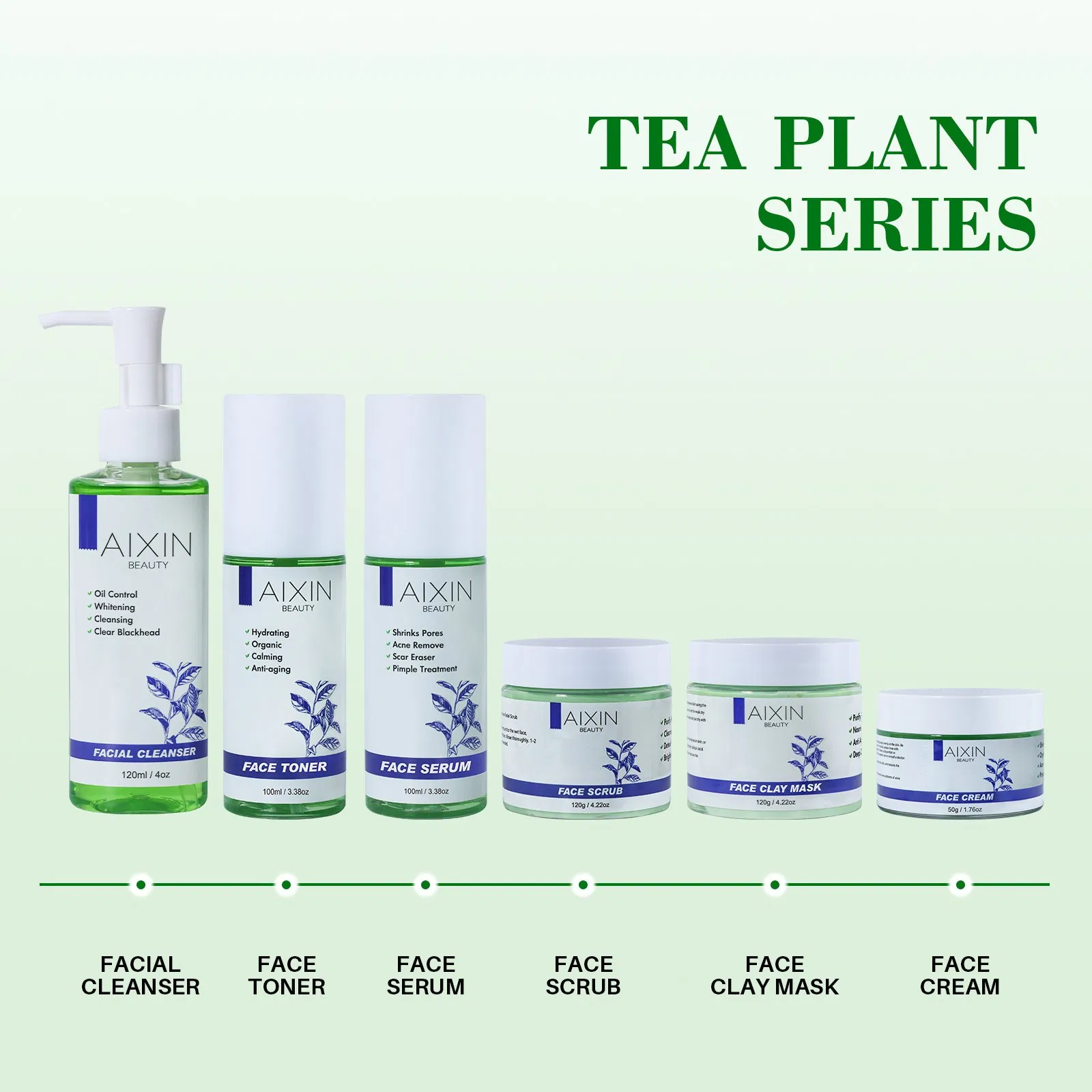 Beauty Cosmetics Skin Care Lighten and Shrink Pores Tea Tree Anti-Acne Skin Care Set