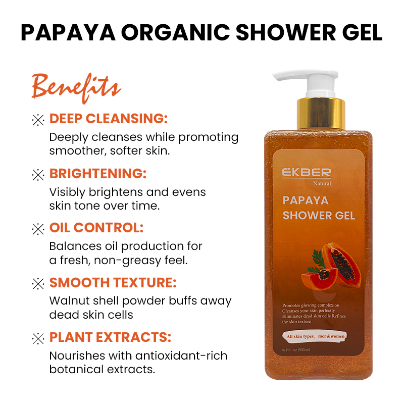 Natural Papaya Shower Gel Exfoliating Body Wash Organic Papaya Body Wash for Women