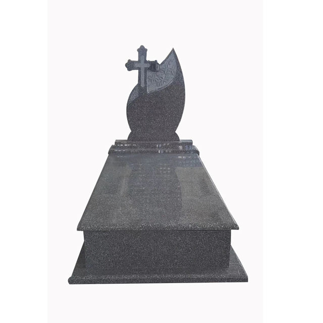 Graveyard Granite Tombstone Marble Cross Vase Monument Tombstone for Sale Soft Cover Color Customized