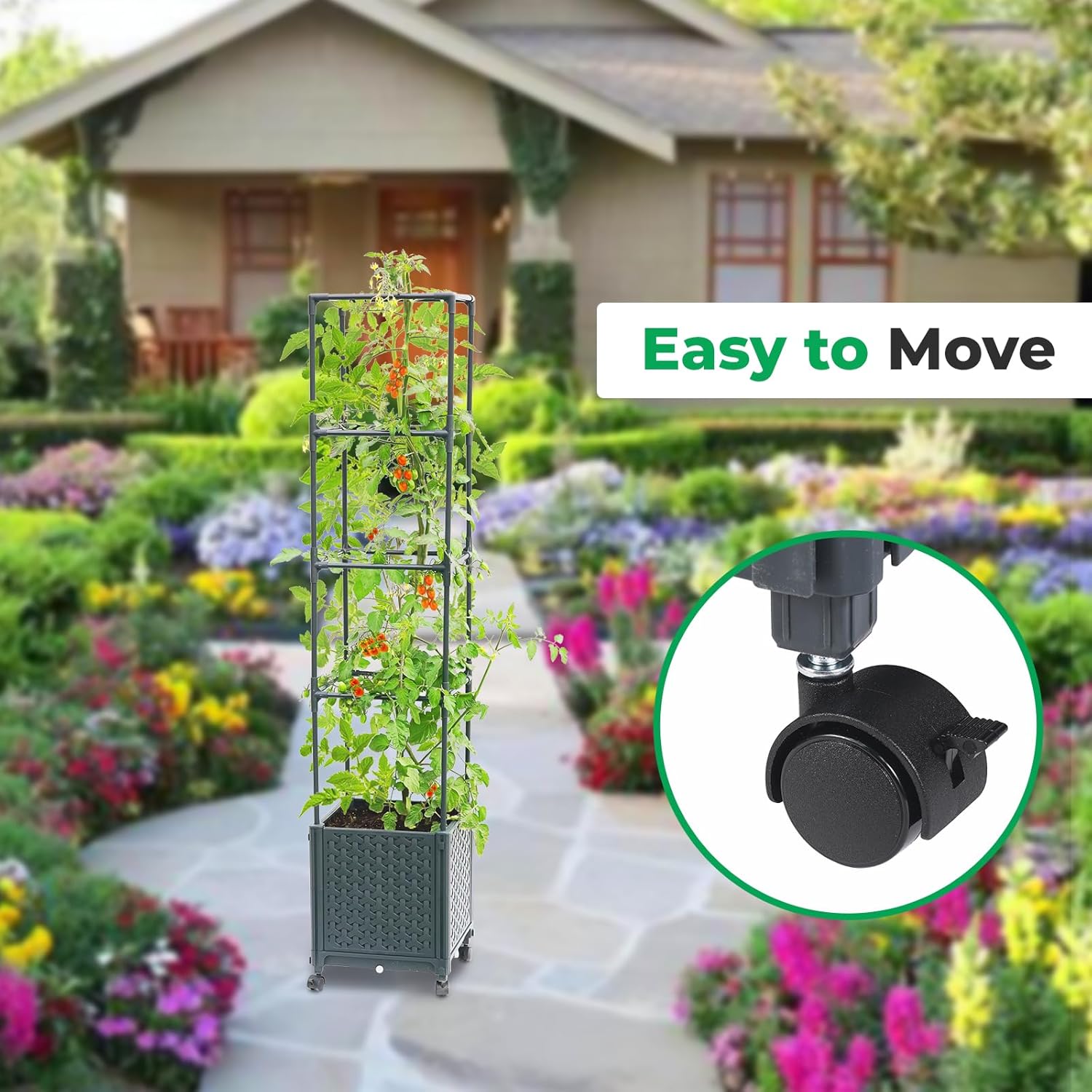 Домик садовый балконный передвижной с решеткой колесами